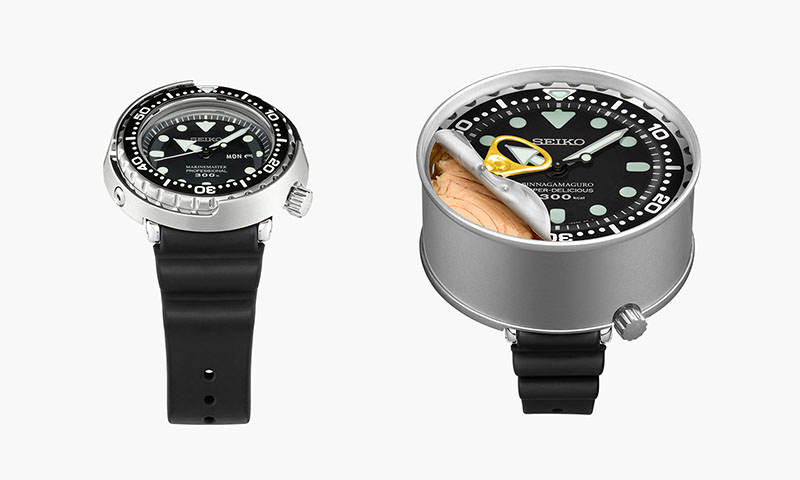 Photo of Tuna Can watch and the fictional Tuna Can diver's watch
