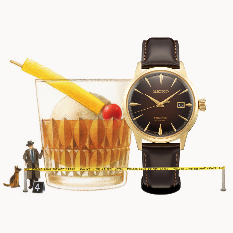 Front view of SRPD36 and illustration of cocktail called Old Fashioned