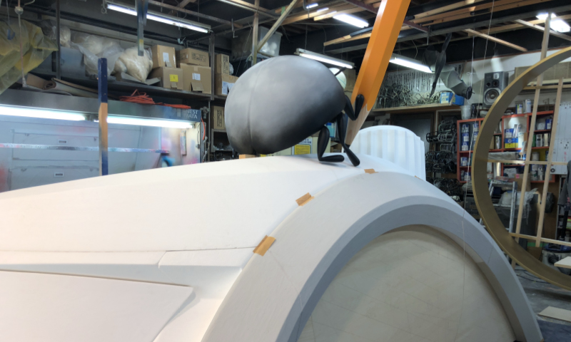 Photo of the ladybug during production, before painting