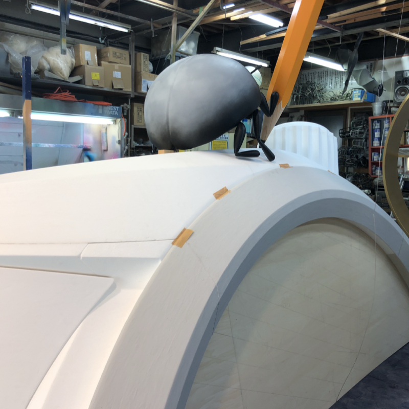 Photo of the ladybug during production, before painting