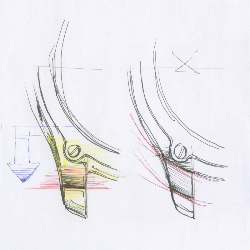 Rough sketch of the "parallel curve" of the lug