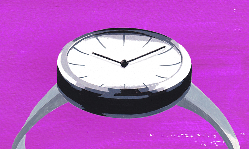 Illustration of the SEIKO MOVING DESIGN COLLECTION series watch. The dial has gently rounded earthenware mortar shape.