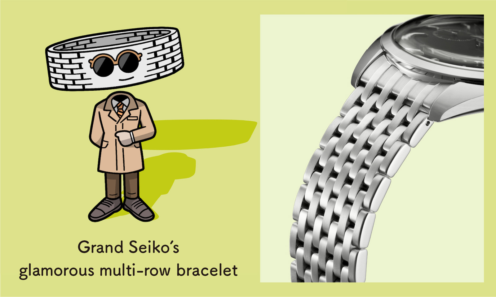 Grand Seiko’s glamorous multi-row bracelet (Enlarged photo of the bracelet)