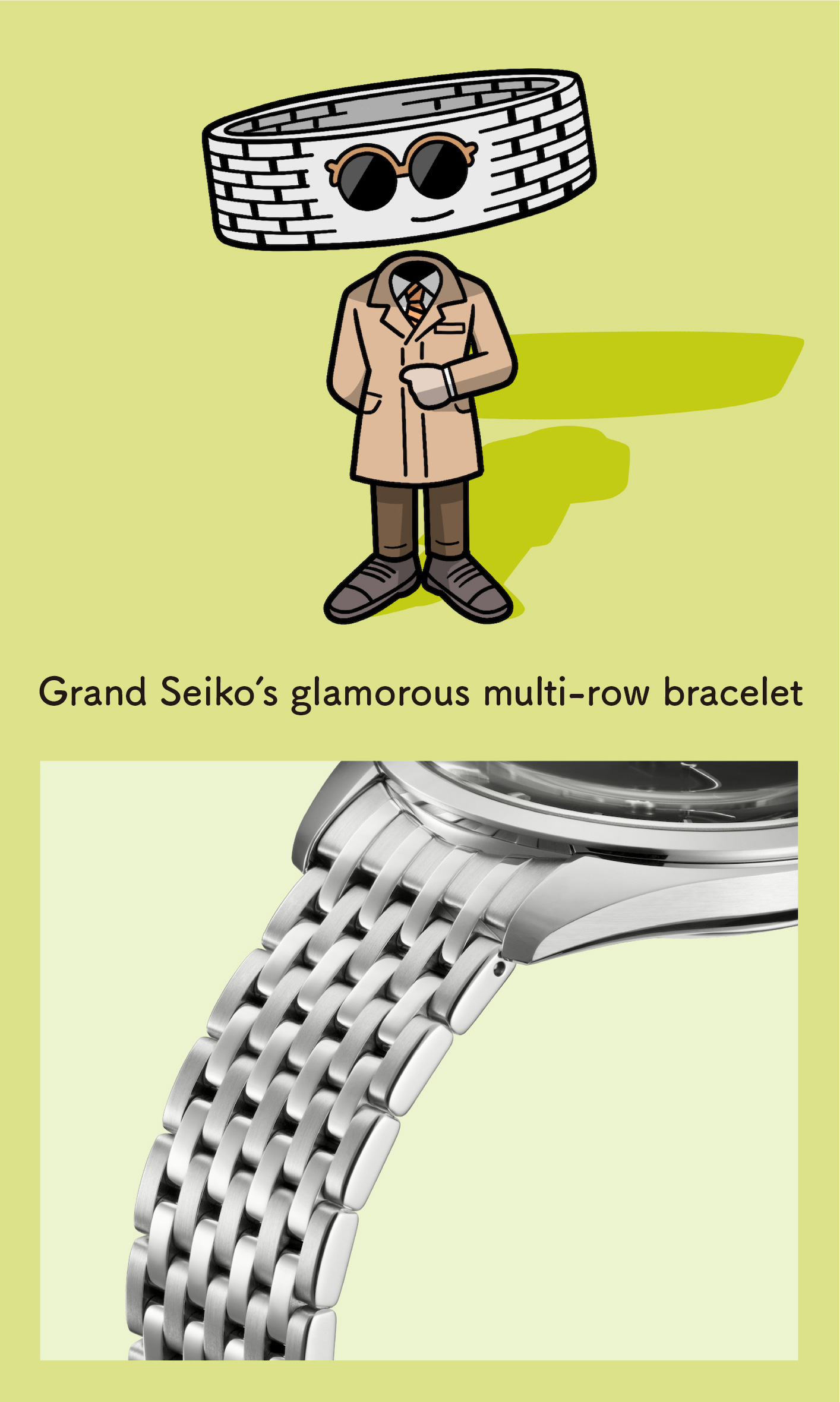 Grand Seiko’s glamorous multi-row bracelet (Enlarged photo of the bracelet)