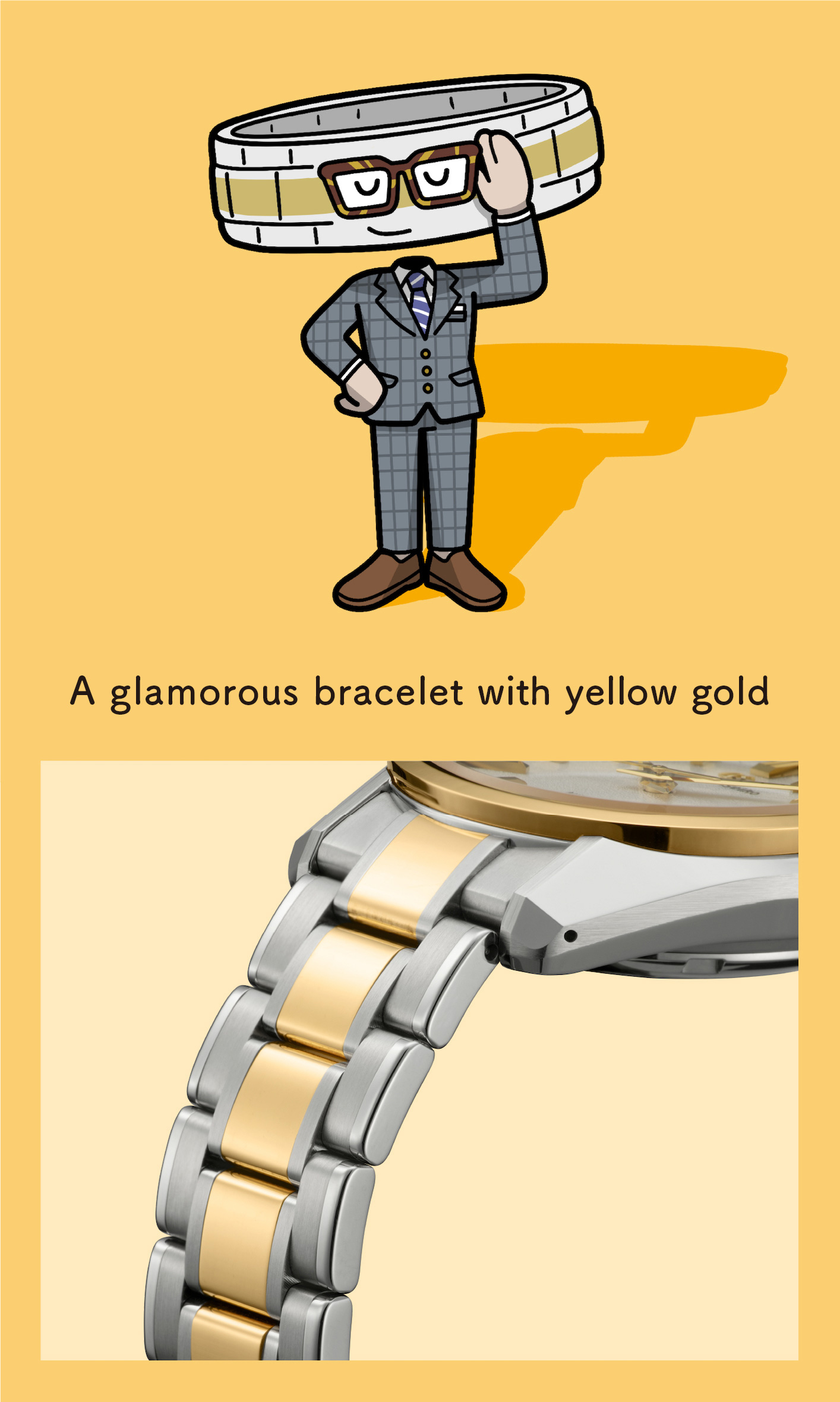 A glamorous bracelet with yellow gold (Enlarged photo of the bracelet)