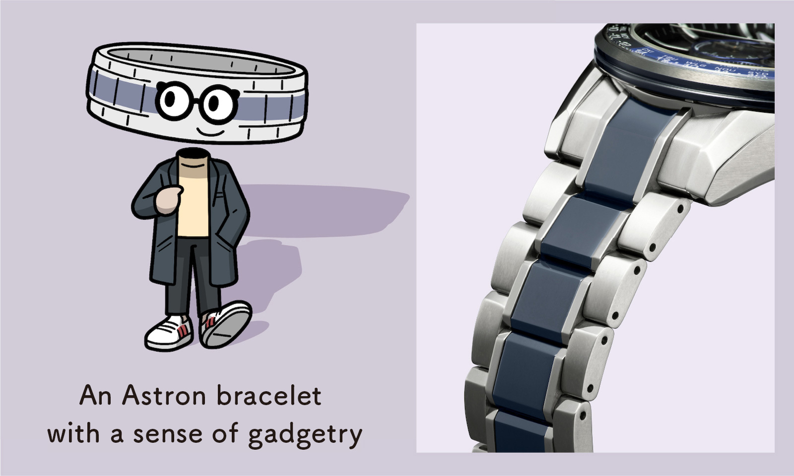 An Astron bracelet with a sense of gadgetry (Enlarged photo of the bracelet)