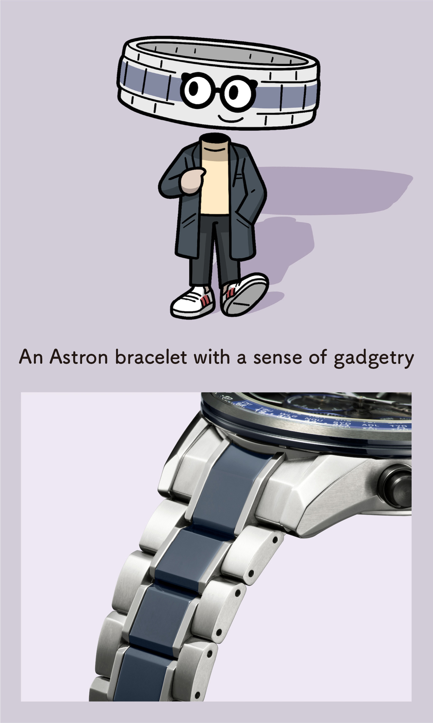 An Astron bracelet with a sense of gadgetry (Enlarged photo of the bracelet)