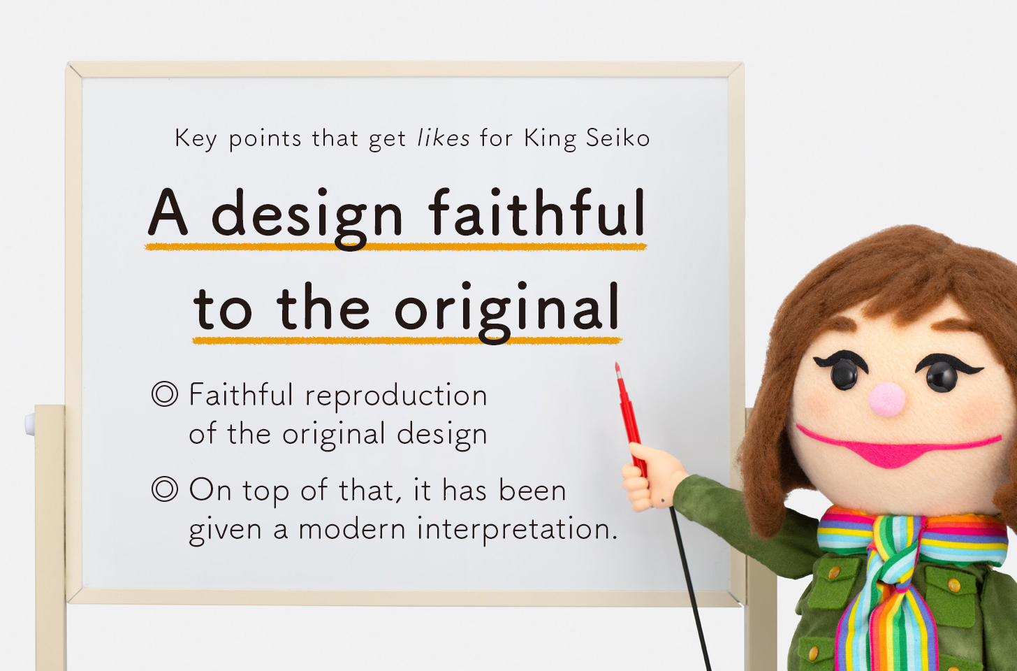 Key points that get likes for King Seiko A design faithful to the original / Faithful reproduction of the original design / On top of that, it has been given a modern interpretation.